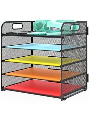 5 Tier Letter Tray Desk Organizer Paper File Holder Mesh Office Storage Black